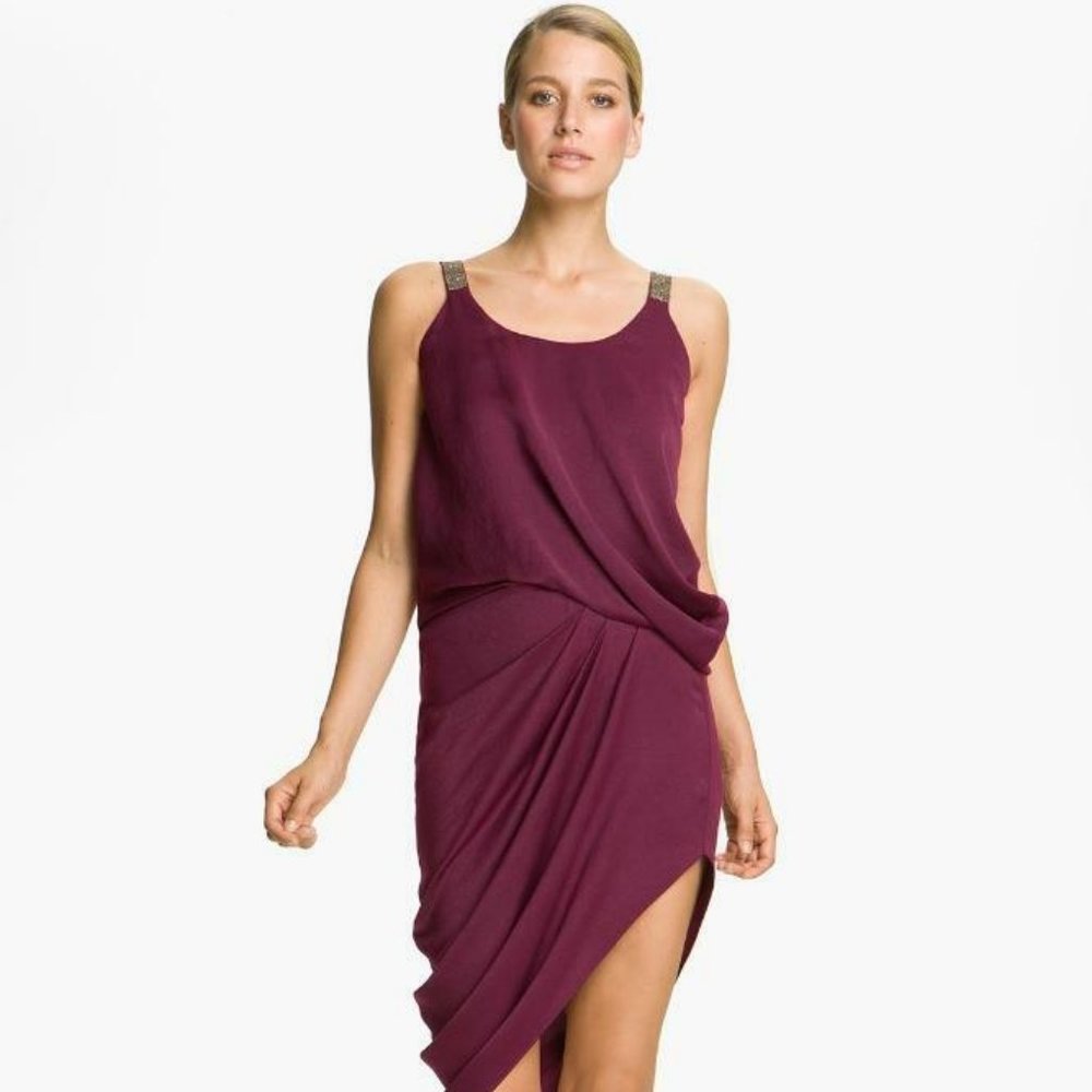 Halston Heritage Embellished Straps Draped Waist